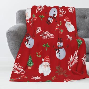 Imagem de Cobertor de Natal luxuoso de pelúcia boneco de neve Papai Noel Buffalo xadrez cobertor de Natal para sofá leve e quente cobertores para sofá-cama sala de estar no outono inverno 101,6 cm x 76,2 cm