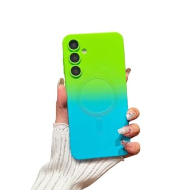 Imagem de Doowear Capa magnética compatível com Galaxy A55 5G [suporta carregador Magsafe] protetor de lente de câmera sem fio gradiente à prova de choque capa de telefone de borracha de silicone para Samsung