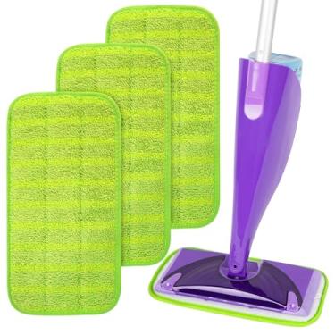 Imagem de AmaVins Pacote com 3 almofadas de esfregão reutilizáveis para esfregões Swiffer WetJet, refis de almofadas de jato úmido, almofadas de esfregão de microfibra laváveis de 30,5 cm até 100+ limpeza de