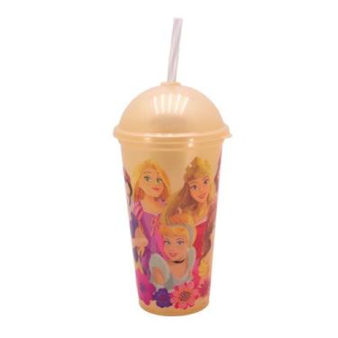 Imagem de Copo Infantil Com Canudo 500ml Personagens Plasútil, Princesas Disney