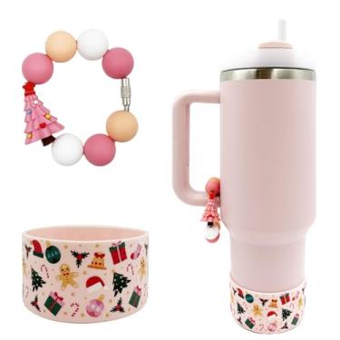 Imagem de Capa para copo de Natal com alça de contas para decoração e bota de fundo de copo – decoração de utensílios de bebida, acessórios de garrafa de água de árvore de Natal para copos Stanley de 850 g