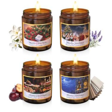 Imagem de Conjunto de velas de contagem regressiva de Natal – Pacote com 4 velas perfumadas de Natal cera de soja para presentes para homens e mulheres e decoração de casa, velas de aromaterapia para o ano novo