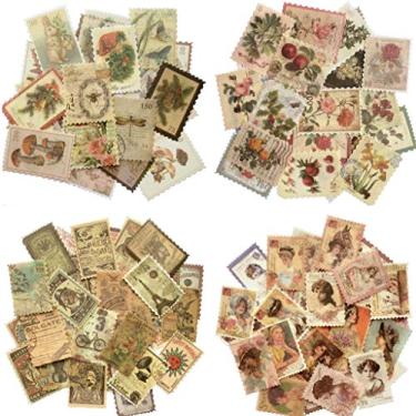 Imagem de Cotrida 240 peças de adesivos vintage de selos postais, adesivo de papel decorativo botânico estético para álbuns, suprimentos de diário, planejadores, artesanato de arte DIY infantil, Bullet Journal