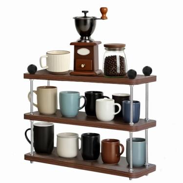 Imagem de AmaCielo Organizador de estação de café, organizador de canecas de 3 camadas, lençol de madeira para acessórios de cafeteria, suporte de estação matcha, organizador de balcão para cozinha, banheiro