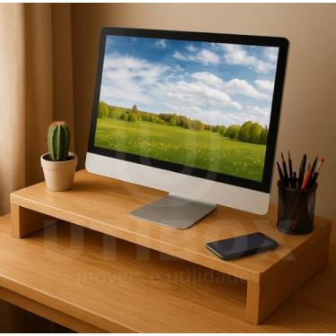 Imagem de Suporte Base para Monitor Mdf Ergonômico Mesinha Home Office Mesa Gamer Suporte Apoio P/ Tv Notebook MDF Escritório Base (freijo)