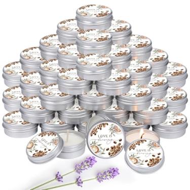 Imagem de MTLEE 50 peças Love is Brewing velas de chá de panela, presente de casamento, chá de bebê para convidados, vela perfumada de lavanda de cera de soja, aromaterapia, lembrancinhas de festa