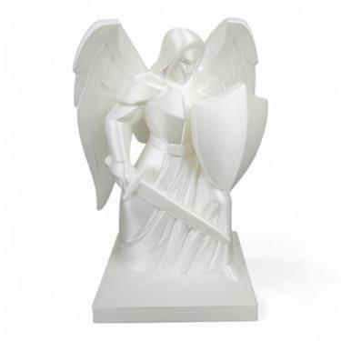 Imagem de Estátua Celestial Anjo Arcanjo Miguel Poderoso Poder Sagrado (Perolado)