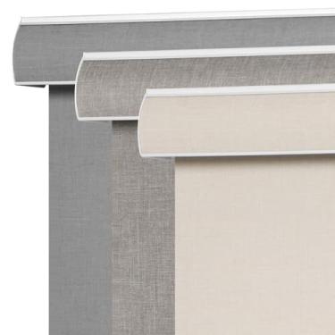 Imagem de SEEYE Persianas de rolo blackout para janelas, sem fio, persianas de tecido de linho, proteção UV de tecido com isolamento térmico, persianas escurecidas para casa, escritório (linha bege, 81 cm L x