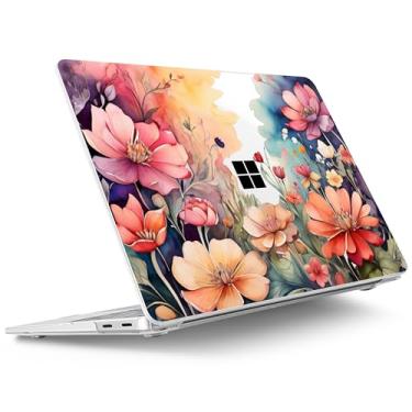 Imagem de Tuiklol Capa para laptop Microsoft Surface 2025 de 13 polegadas, Windows 11 Touchscreen Copilot+ PC Laptop 13 modelo 2095 com superfície de proteção capa de 13 polegadas, flores lustradas