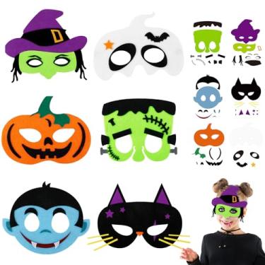 Imagem de Kit de artesanato de feltro, máscara adesiva de Halloween, 18 peças, Halloween, gato, bruxa, abóbora, vampiro, fantasma, acessórios sortidos para lembrancinhas de festa, escola, casa, atividades em grupo, 6 estilos