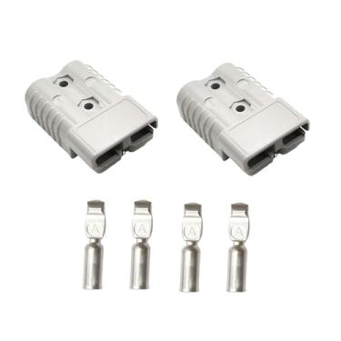 Imagem de 2 peças cinza 175A bateria conector de conexão rápida/desconexão com 4 terminais 1/0AWG, conector de liberação rápida de chicote de fios 600V para carros, guincho, reboque, motores, manutenção