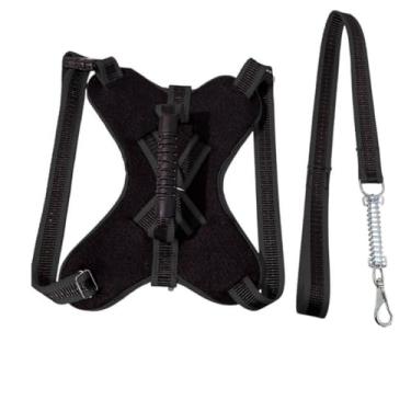 Imagem de Peitoral Coleira Pitbull Pastor Alemão Rotwailler Reforçada Couro (PRETO,G)