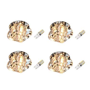Imagem de 4 Spot 8cm Cristal K9 Embutir Gesso Sanca Ac661 + LED 3W Branco Quente