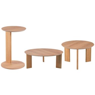 Imagem de Kit 02 Mesas de Centro e 01 Mesa Lateral Pés Madeira Bulat A03 Hanover Roble - Lyam Decor