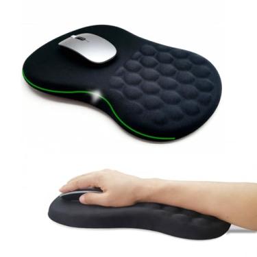 Imagem de Mouse pad ergonômico com suporte de pulso e volume de massagem de espuma de memória, mousepad inclinado com descanso de pulso para aliviar a dor no pulso, grande 30 x 20 cm, preto