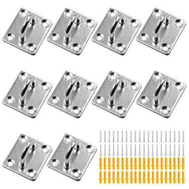 Imagem de Hxchen 10 peças M5 Heavy Duty Pad Eye Plate Grampo Anel Gancho Gancho em Forma de U, Aço Inoxidável 304 Parede Teto Rede Ganchos Hange (Retângulo)