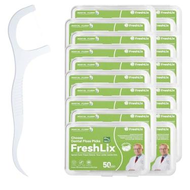Imagem de FRESHLIX Palhetas de fio dental 1000 unidades de palitos de dente para remover placa bacteriana e proteger gengivas para adultos e crianças limpeza de dentes