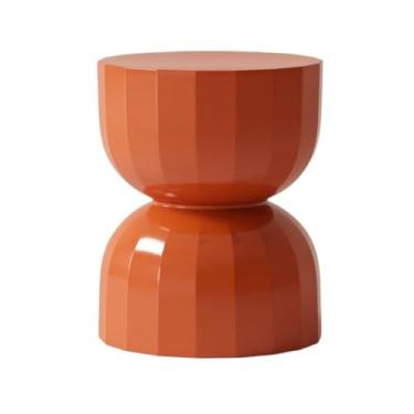 Imagem de Mesa lateral minimalista para sofá, mesa lateral, mini, redonda, pequena, mesa de cabeceira para quarto, sala de estar (laranja)