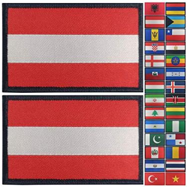 Imagem de JBCD Pacote com 2 emblemas da bandeira da Áustria, emblema tático da bandeira do orgulho para roupas, chapéu, equipe militar