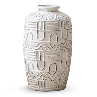 Imagem de Vaso grande de cerâmica branca de 12,8 polegadas, vaso de mesa moderno boêmio, flor fresca seca, grama dos pampas, vasos altos, sala de estar, escritório, decoração de mesa, ideia (branco, grande)
