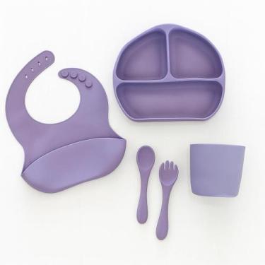 Imagem de Kit Alimentação 5 Peças Kit Prato Babador Copo Silicone - LittleFante