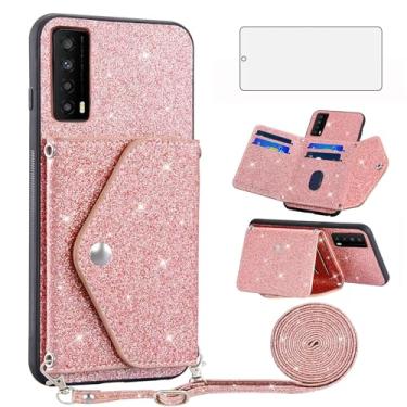 Imagem de Asuwish Capa de telefone para TCL Stylus 5G 2022 capa carteira com protetor de tela de vidro temperado e alça transversal cordão Bling Glitter acessórios para cartão de crédito TLC Stylo G5 6.81 T779W
