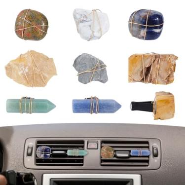 Imagem de DICOSMETIC 8 peças de clipes de ventilação de carro de cristal irregular, pedras preciosas, clipes de ventilação de pedra natural, decoração de carro com clipe de carro, clipe de aromatizador de ar
