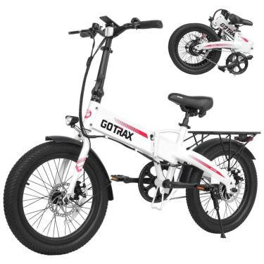 Imagem de Bicicleta Elétrica Dobrável Gotrax R1 Branca 20" | Motor 500W, Bateria 48V 7,8Ah, 3 Modos de Condução, Freios a Disco