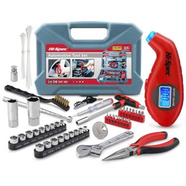 Imagem de Mala Kit Estojo de Ferramentas 65 Peças Motor Carro Bike Skate Camping, HI SPEC 13, Cinza