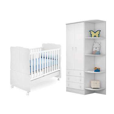 Imagem de Guarda Roupa 2 Portas e Berço Mini Cama Amore Branco