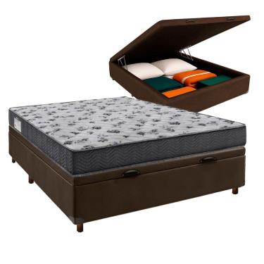 Imagem de Cama Box Bau Marrom Casal + Colchão D33 Iso100 Ortobom