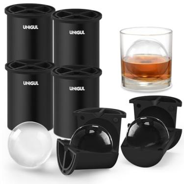 Imagem de Máquina de cubos de gelo transparente, 6,3 cm, aço inoxidável, transparente, moldes de cubos de gelo de silicone sem BPA, para uísque de liberação fácil, presentes de bourbon para homens (preto
