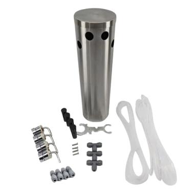 Imagem de Kit De Barril De Aço Inoxidável Com 4 Furos Para Kegerator, Hastes Curtas De Aço Inoxidável E Alças Pretas, Sistema De Distribuição De Cerveja Caseira (sem Torneiras Incluídas)
