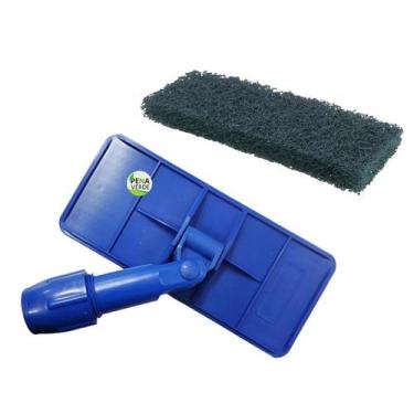 Imagem de Kit Suporte LT Limpa Tudo + Fibra de Limpeza Pesada Verde Para Pisos /