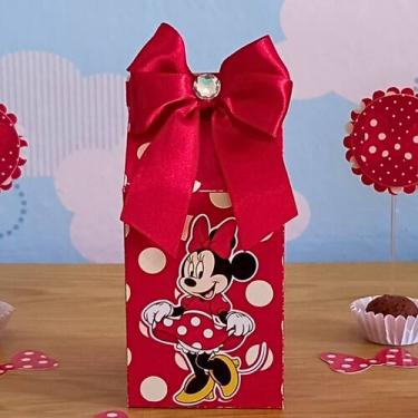 Imagem de Caixa Milk Minnie Vermelha Clássica Personalizada  Lembrancinha  Festa