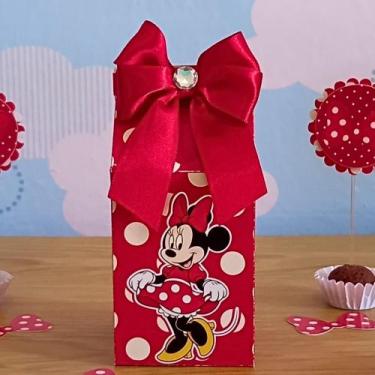 Imagem de Caixa Milk Minnie Vermelha Clássica Personalizada  Lembrancinha  Festa