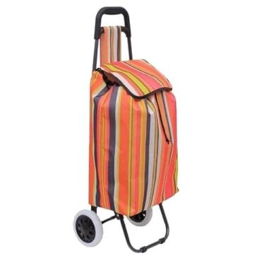 Imagem de Carrinho de compras de supermercado multifuncional,capacidade de 30 kg,carrinho de compras dobrável(Listras)