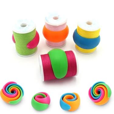 Imagem de 24 peças de protetores de carretel de linha, suportes de silicone flexíveis para linha de bordado de máquina de costura, evita emaranhamento e desenroscamento, organizadores de linha para uso