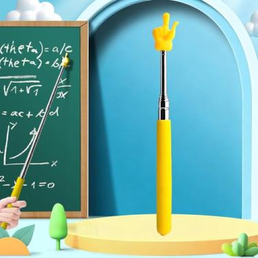 Imagem de Bastão retrátil para apontar, ponteiros de dedo para leitura, amarelo