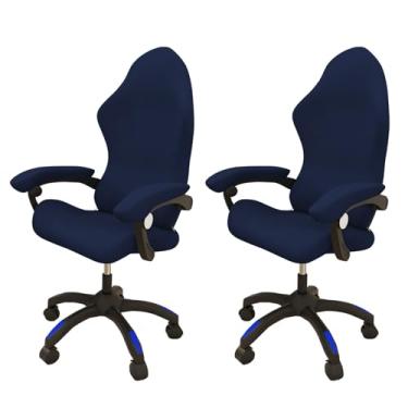 Imagem de Lzyjckh Capa para Cadeira Gamer com Apoio de Braço Capas para Cadeiras de Escritório Protetor Elástico Removível para Cadeira de Escritório e Computador Para Decoração de Casa,Blue,2 Packs