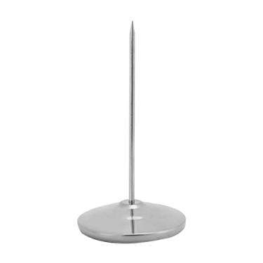 Imagem de Suporte de recibo de aço inoxidável com base redonda, bastão organizador de notas de restaurante de escritório, prata, para mesa, cozinha, hotel