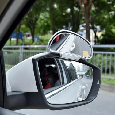 Imagem de 1 espelho retrovisor de carro 360 graus ajustável grande angular lateral auxiliar de estacionamento ferramenta de observação de ponto cego (prata, direita)