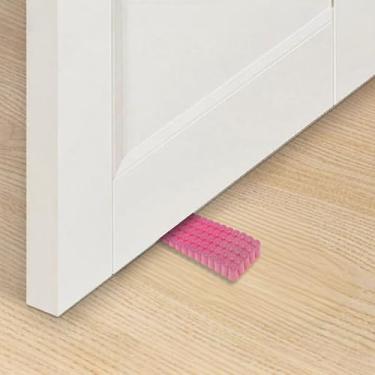 Imagem de Generic 1 batente de porta pequeno padrão escalado rolha de porta PVC rosa 9,5 x 4 x 1,5 cm