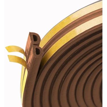 Imagem de Fita excluidora de 10 metros para janela de porta, fita autoadesiva contra o clima, fita de espuma de vedação contra a corrente fria, anticolisão, à prova de som, impermeável, marrom à prova de poeira