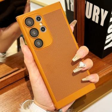 Imagem de Capa de malha respirável com dissipação de calor para Samsung Galaxy S25 S24 S23 S22 S21 S20 Fe Note 20 Ultra Plus A54 A24 A34 (para S22 Plus/marrom)