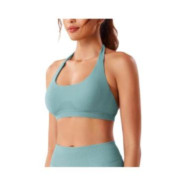 Imagem de Top De Ginástica Sem Costura Para Mulheres, Sutiã Esportivo Sem Costas