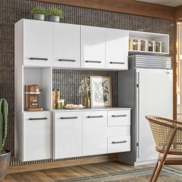 Imagem de Armário Suspenso Para Cozinha com Balcão 180x136cm Juliete Nicioli Branco