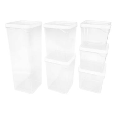 Imagem de Pote Quadrado Modular Cozinha Conjunto 6 Organizador