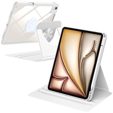 Imagem de Wenlaty Capa para iPad Air de 11 polegadas (M3/M2) e Air 5ª/4ª geração de 11 polegadas, para iPad Pro 11 polegadas 4/3/2/1 geração, capa giratória de 360°, parte traseira magnética destacável, suporte