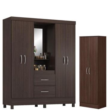 Imagem de Guarda Roupa Casal Capelinha Lord Com Sapateira Multiuso Golden Café - Demóbile